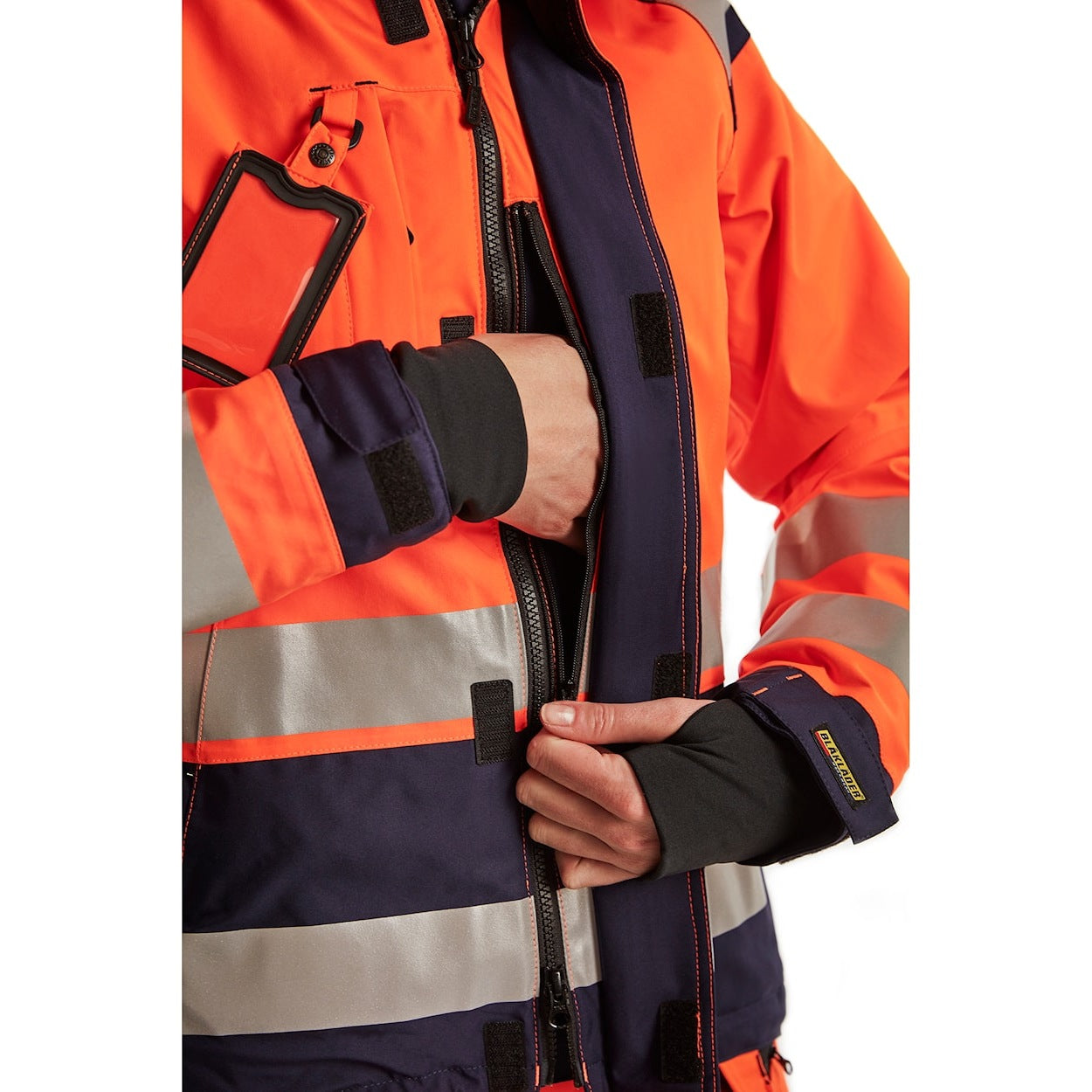 Blaklader Women's Hi-Vis Shell Jacket 4904 #colour_orange-navy-blue