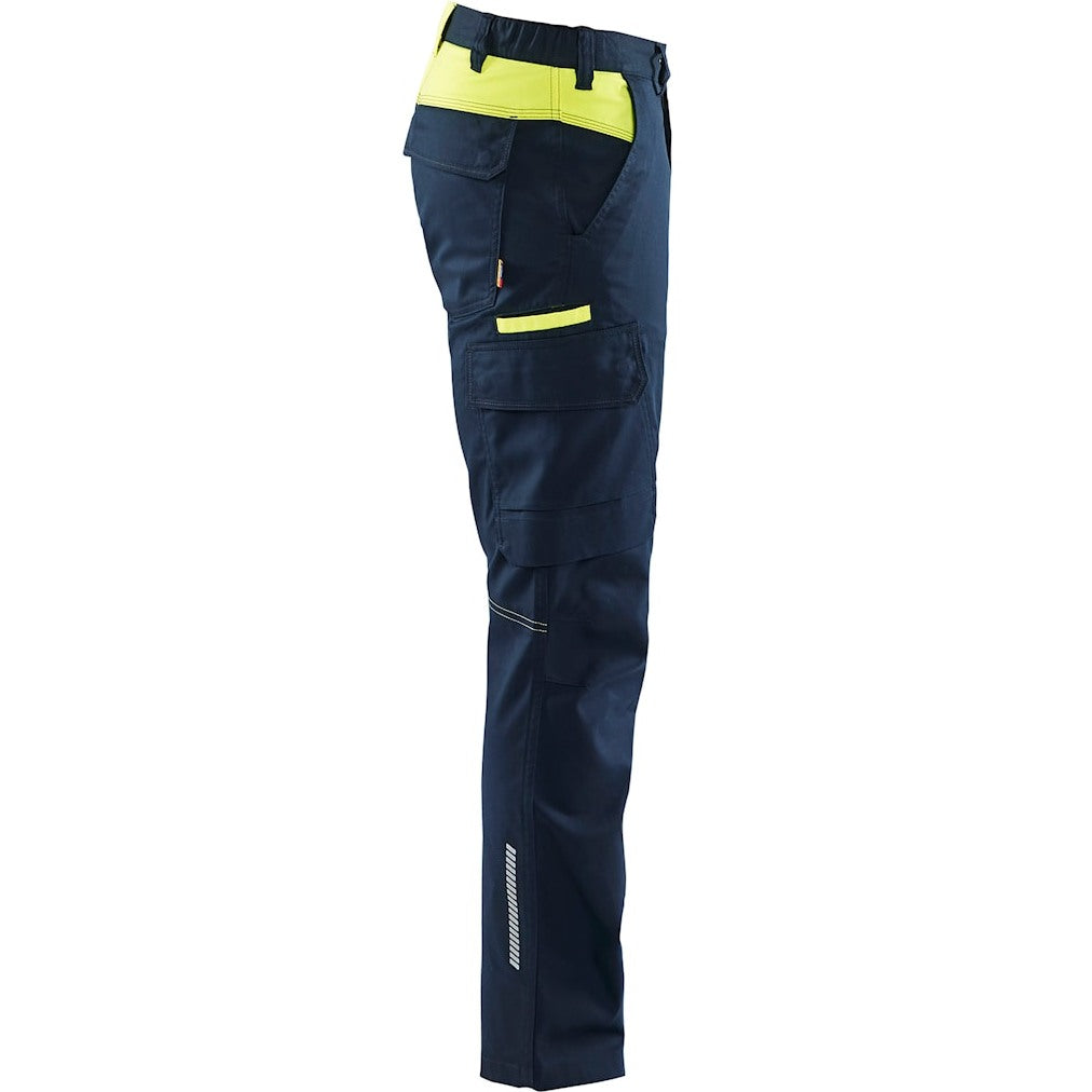 Blaklader Industry Trousers Stretch 1444 - Black/Hi-vis yellow #colour_black-hi-vis-yellow