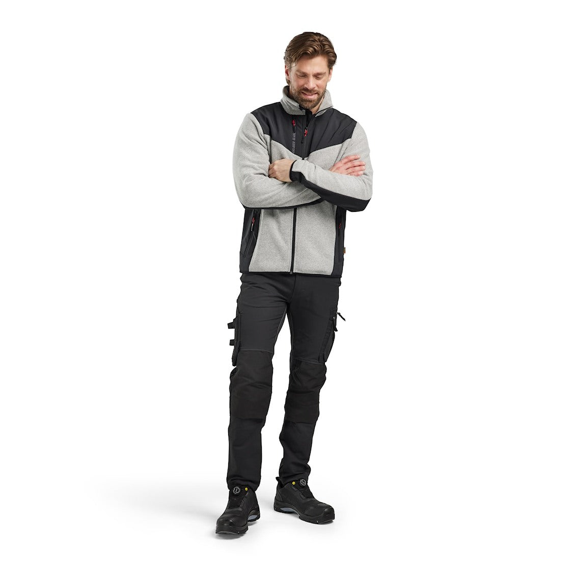 Blaklader Knitted Jacket with Softshell 5942 #colour_grey-melange-black