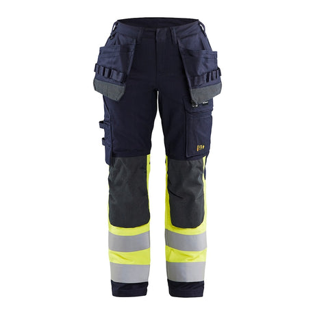 Blaklader Trousers Multinorm Inherent with Stretch Women 7185 #colour_navy-blue-hi-vis-yellow