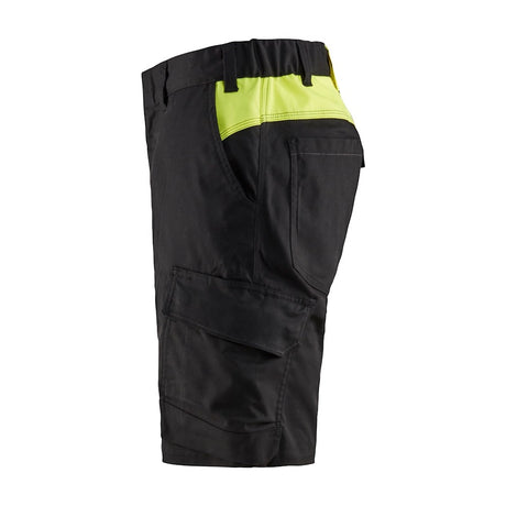Blaklader Industry Shorts Stretch 1446 #colour_black-hi-vis-yellow