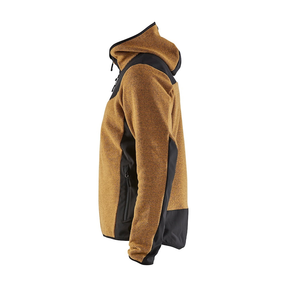 Blaklader Knitted Jacket with Softshell 5940 #colour_honey-gold-black