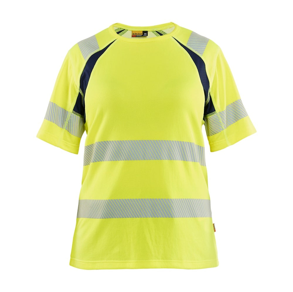 Blaklader T-Shirt Hi-Vis Women 3503 #colour_hi-vis-yellow-navy-blue
