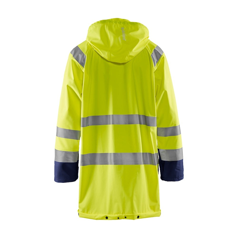 Blaklader Rain Jacket Hi-Vis Level 1 4324 #colour_hi-vis-yellow-navy-blue