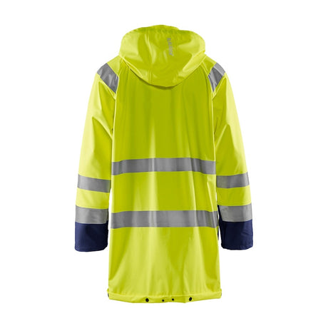 Blaklader Rain Jacket Hi-Vis Level 1 4324 #colour_hi-vis-yellow-navy-blue