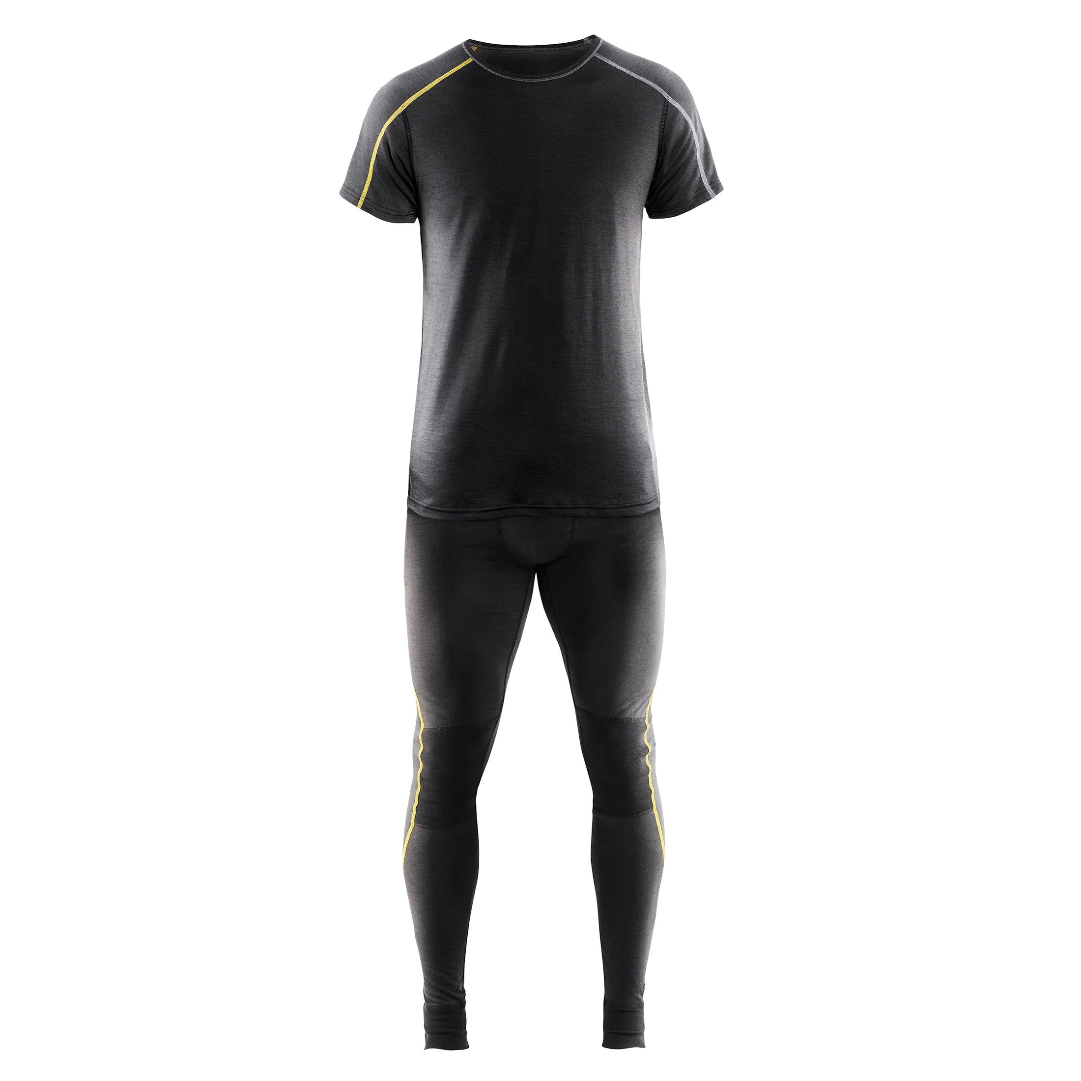 Blaklader Underwear T-Shirt Xlight, 100% Merino 4798 #colour_dark-grey-yellow