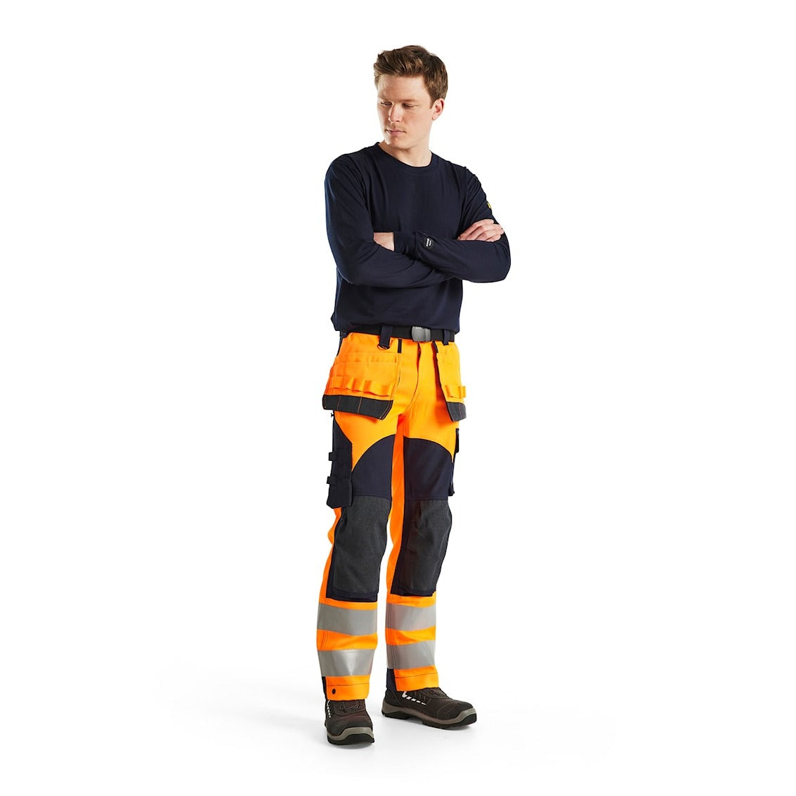 Blaklader Multinorm Inherent Trousers 1589 #colour_orange-navy-blue