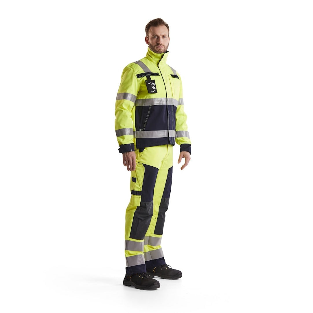 Blaklader Multinorm Craftsman Trousers 1578 #colour_hi-vis-yellow-navy-blue
