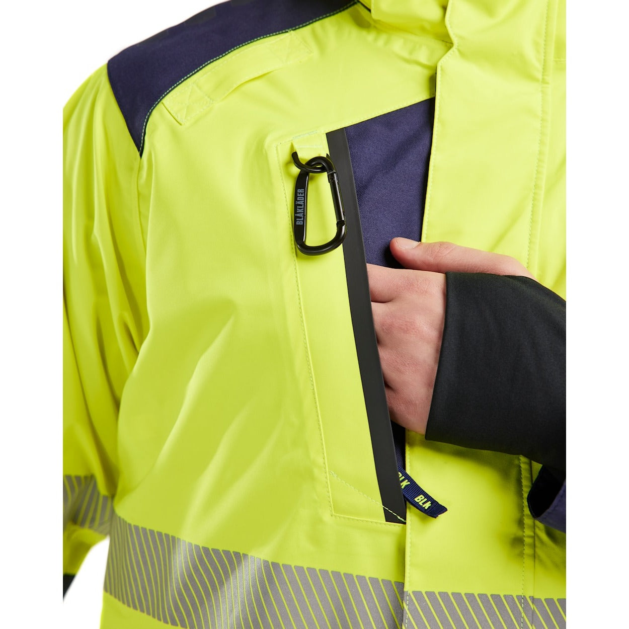 Blaklader Shell Jacket Hi-Vis 4435 #colour_hi-vis-yellow-navy-blue