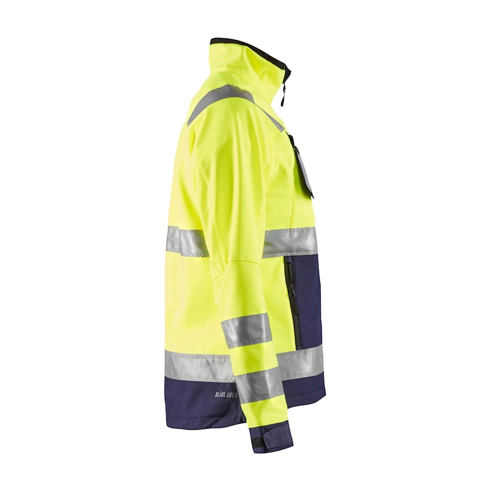 Blaklader Women's Hi-Vis Softshell Jacket 4902 #colour_hi-vis-yellow-navy-blue