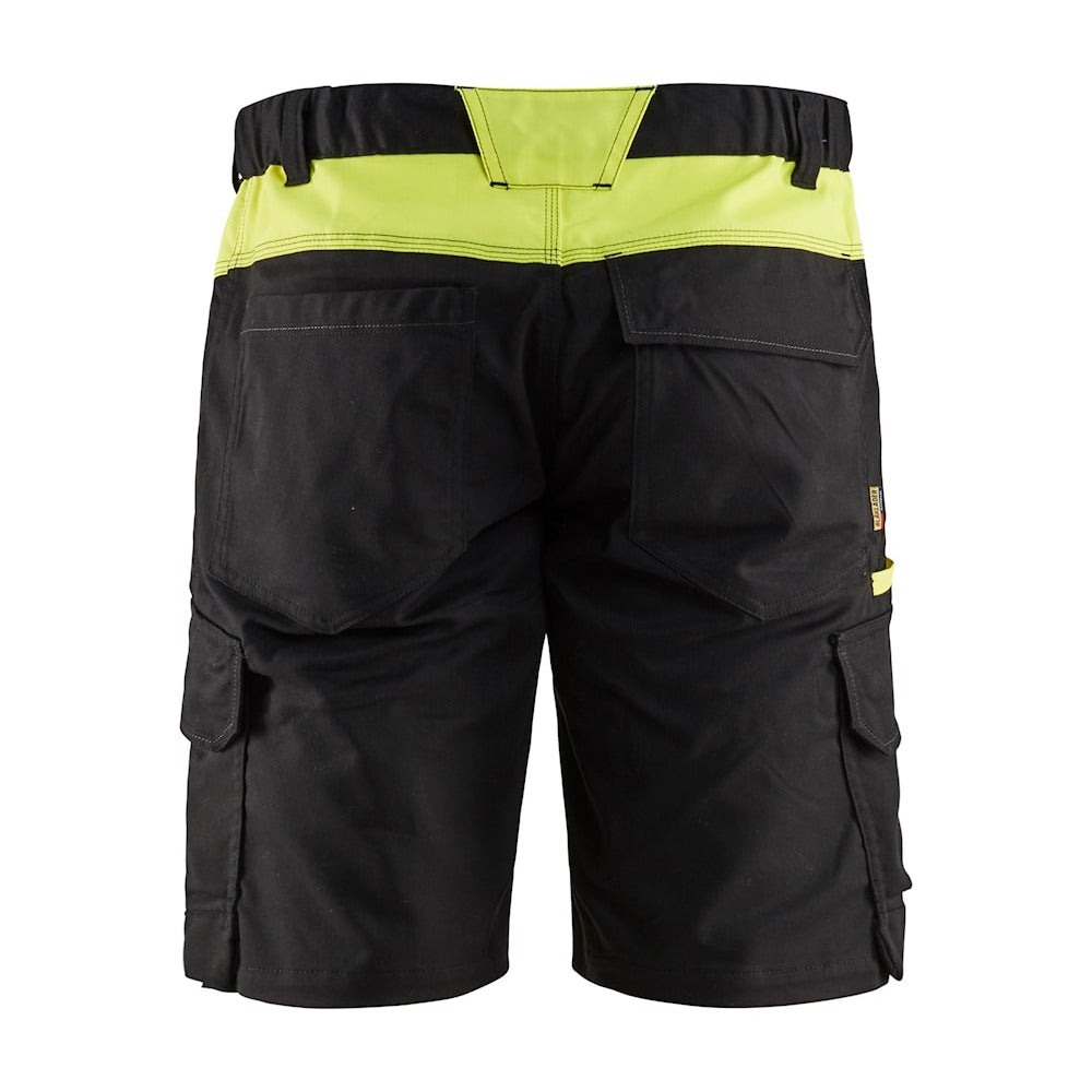 Blaklader Industry Shorts Stretch 1446 #colour_black-hi-vis-yellow