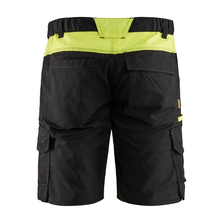 Blaklader Industry Shorts Stretch 1446 #colour_black-hi-vis-yellow