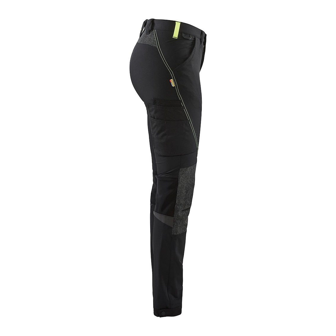 Blaklader Ladies 4-Way Stretch Service Trousers 7122 #colour_black-hi-vis-yellow