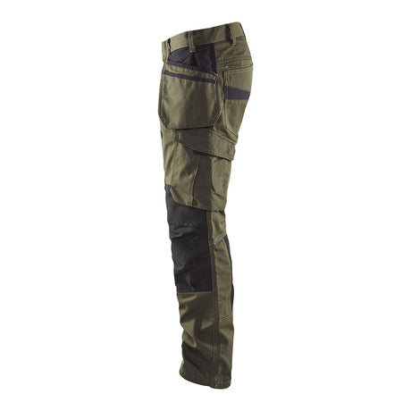 Blaklader Service Trousers with Stretch And Nail Pockets 1496 #colour_dark-olive-green-black