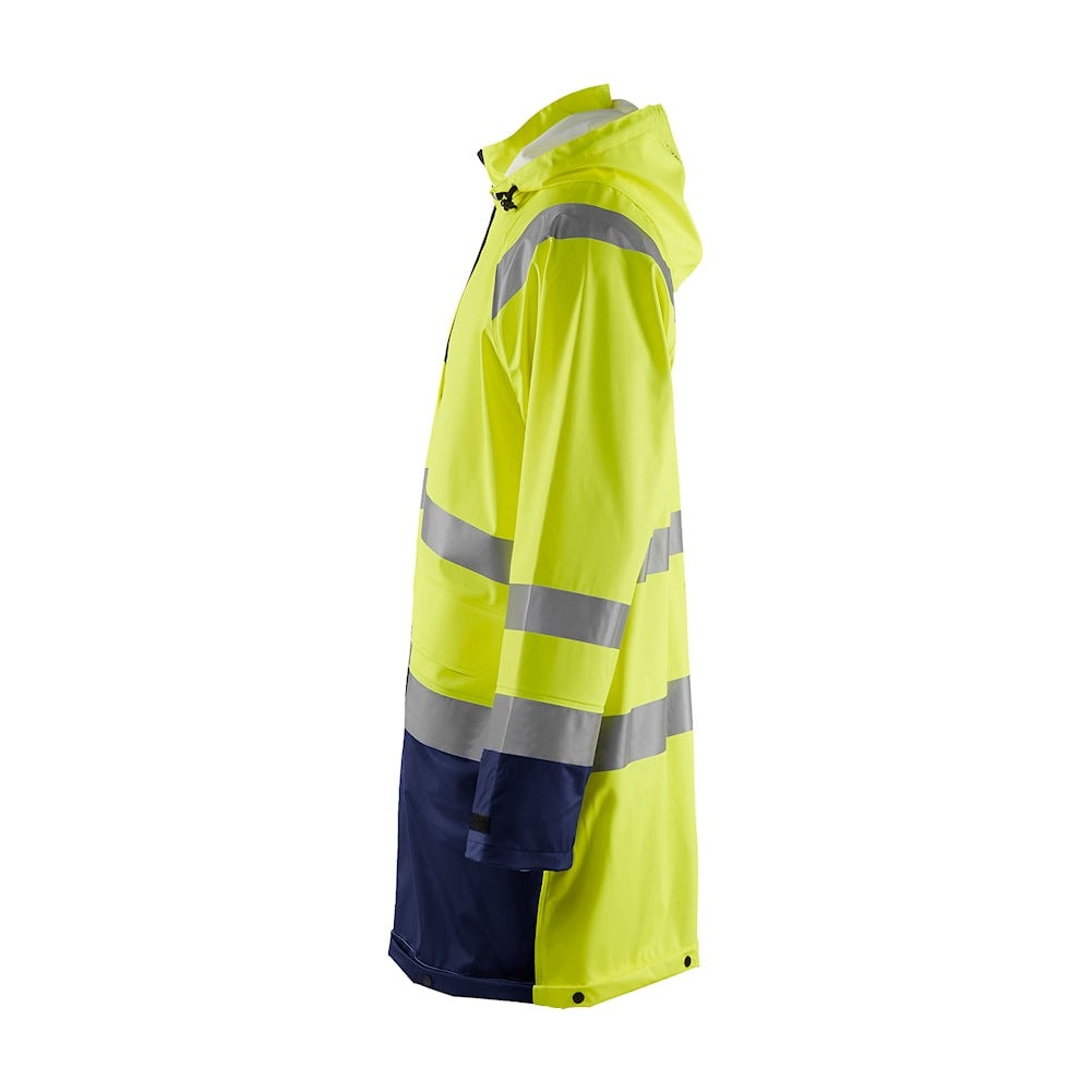 Blaklader Rain Jacket Hi-Vis Level 1 4324 #colour_hi-vis-yellow-navy-blue