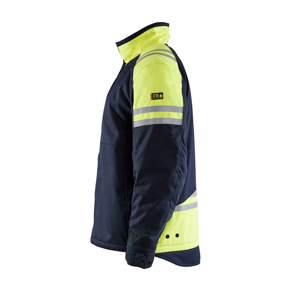 Blaklader Winter Jacket Inherent Steel 4515 #colour_navy-blue-hi-vis-yellow
