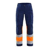 Blaklader Women's Hi-Vis Trousers with Stretch 7161 #colour_navy-blue-orange