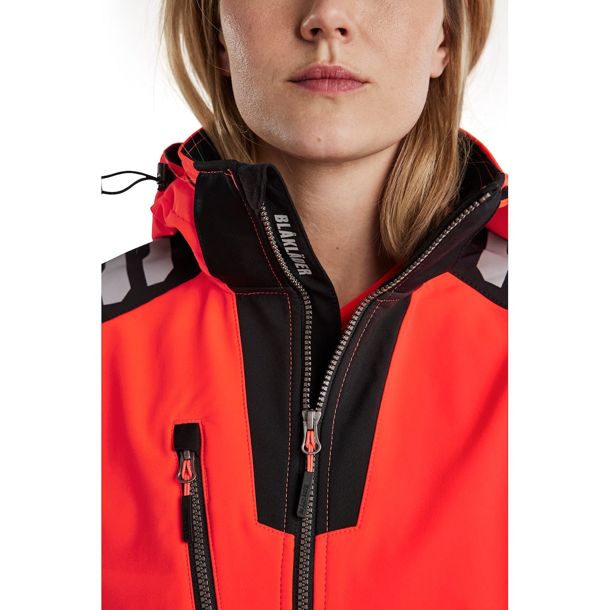 Blaklader Women's Hi-Vis Softshell Jacket 4791 #colour_red-hi-vis-black