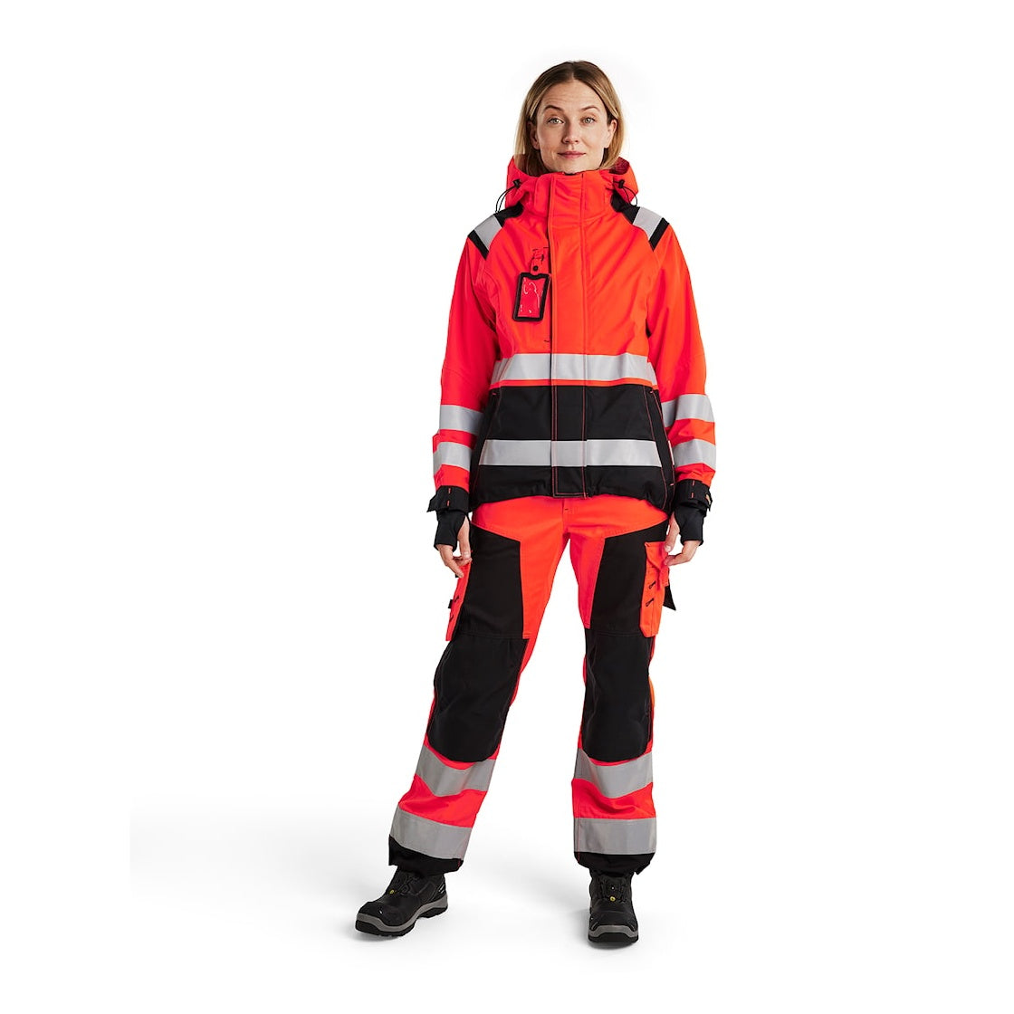 Blaklader Women's Hi-Vis Shell Jacket 4904 #colour_red-hi-vis-black