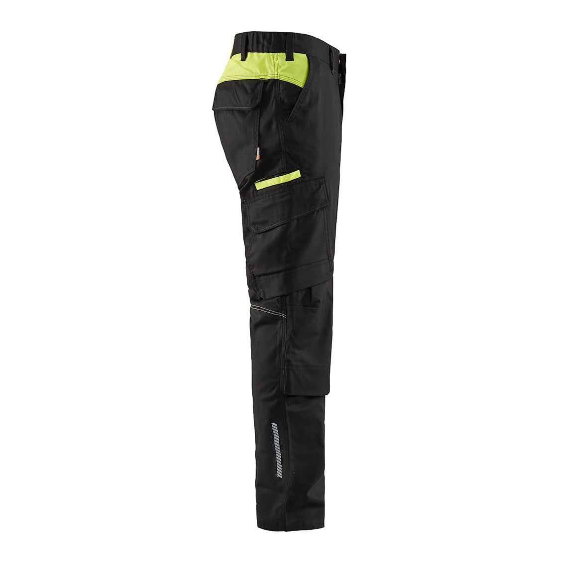 Blaklader Industry Trousers Stretch with Knee Pad Pockets 1448 - Black/Hi-vis yellow #colour_black-hi-vis-yellow