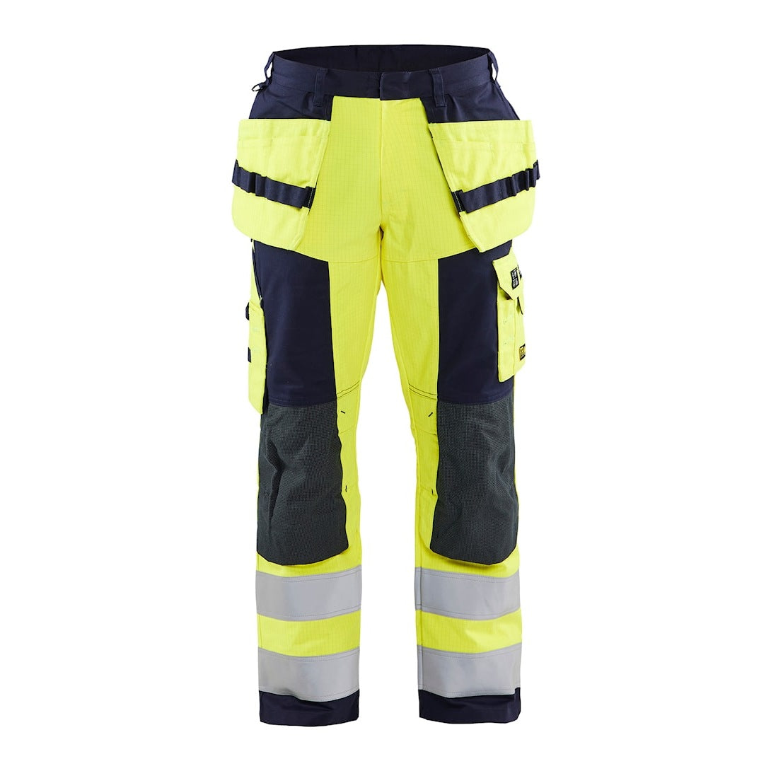 Blaklader Multinorm Craftsman Trousers 1579 #colour_hi-vis-yellow-navy-blue