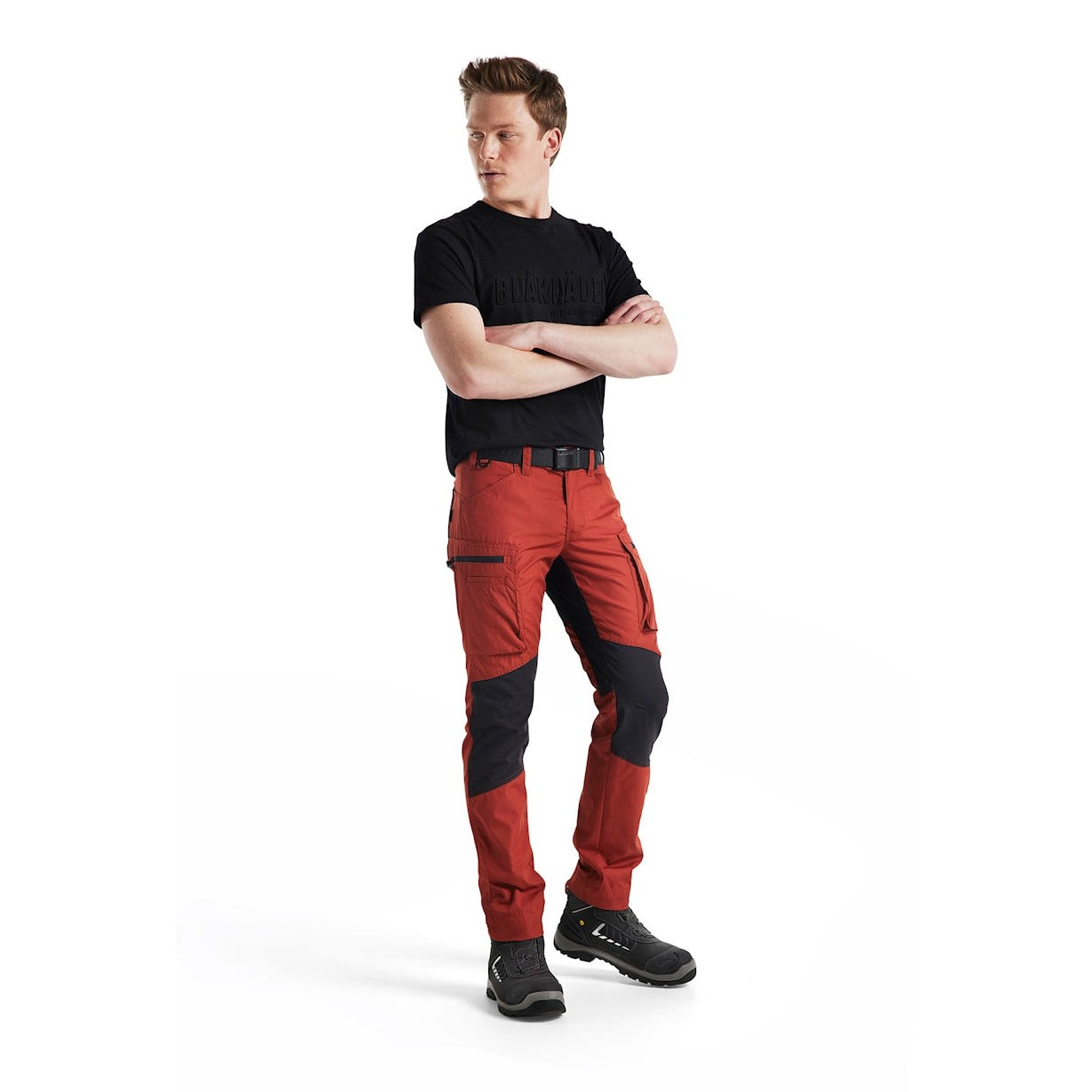 Blaklader Service Trousers with Stretch 14591845 #colour_burned-red-black