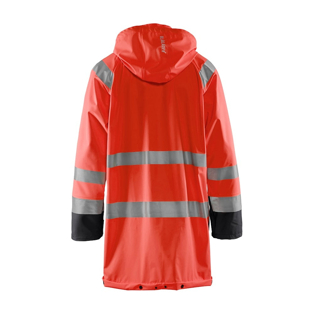 Blaklader Rain Jacket Hi-Vis Level 1 4324 #colour_red-hi-vis-black