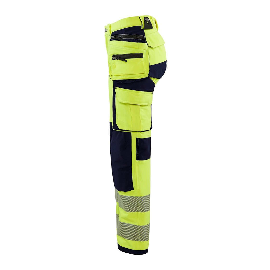 Blaklader Women's 4-Way-Stretch Hi-Vis Trousers 7197 #colour_hi-vis-yellow-navy-blue