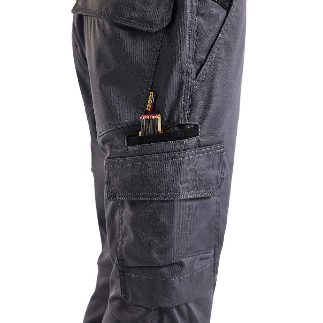 Blaklader Industry Trousers Stretch with Knee Pad Pockets 1448 #colour_mid-grey-black