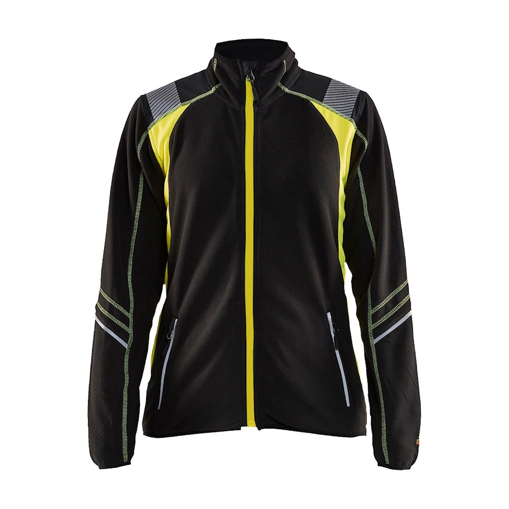 Blaklader Women's Microfleece Jacket 4973 #colour_black-hi-vis-yellow