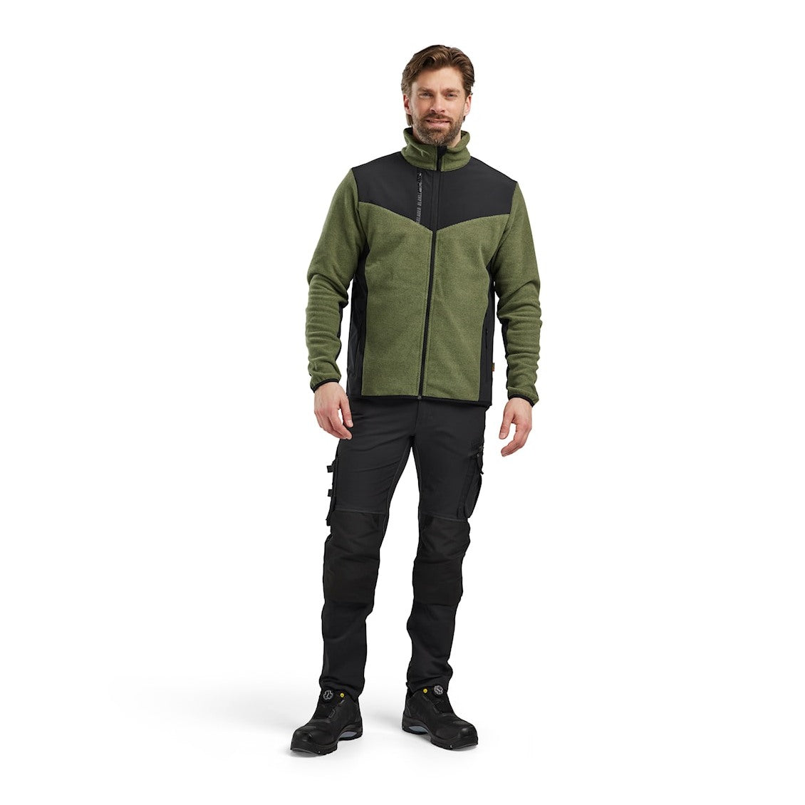 Blaklader Knitted Jacket with Softshell 5942 #colour_autumn-green-black