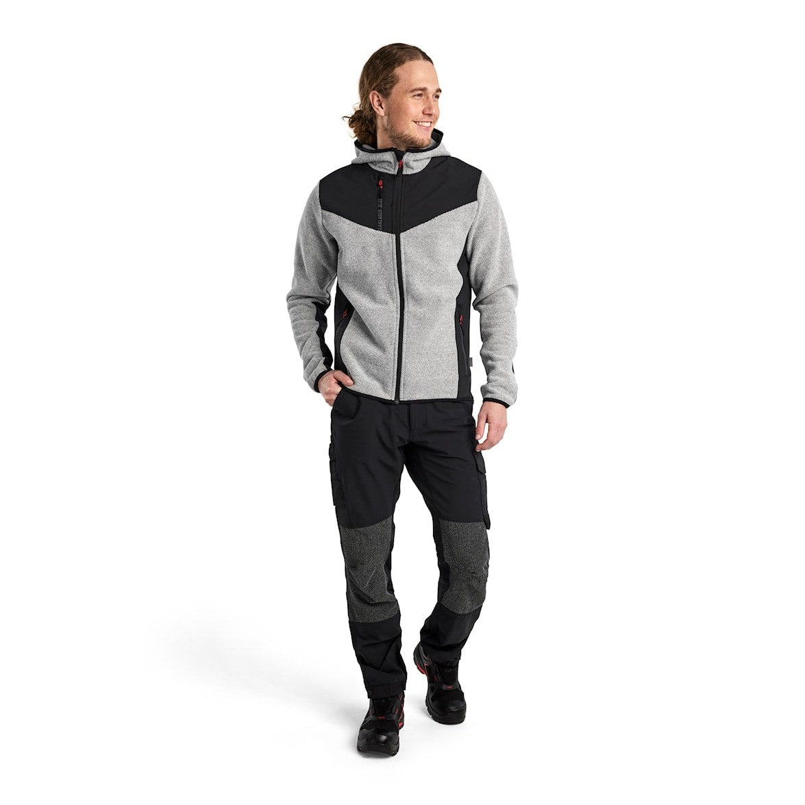 Blaklader Knitted Jacket with Softshell 5940 #colour_grey-melange-black