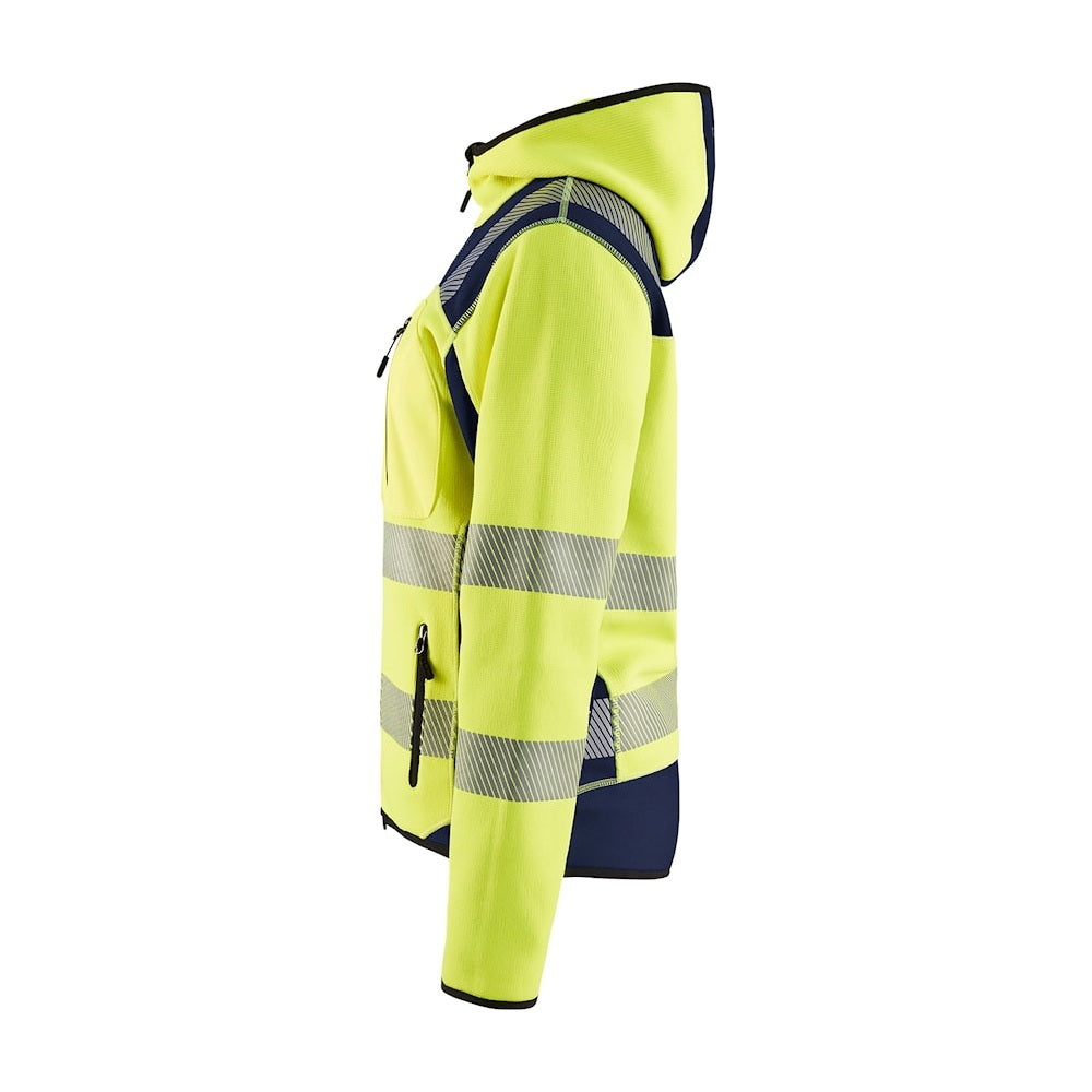 Blaklader Women's Hi-Vis Knitted Jacket 4967 #colour_hi-vis-yellow-navy-blue