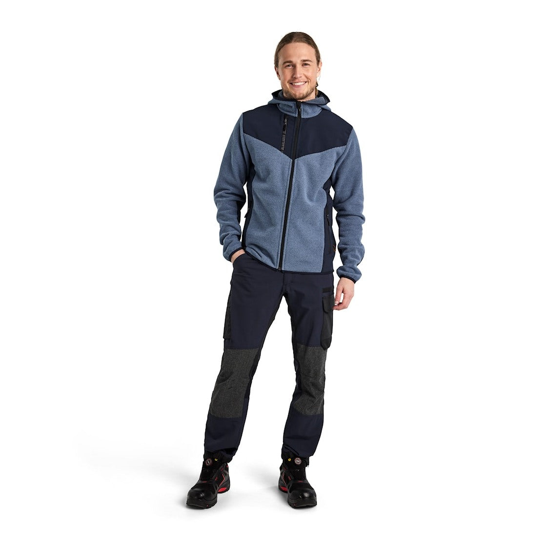 Blaklader Knitted Jacket with Softshell 5940 #colour_numb-blue-dark-navy