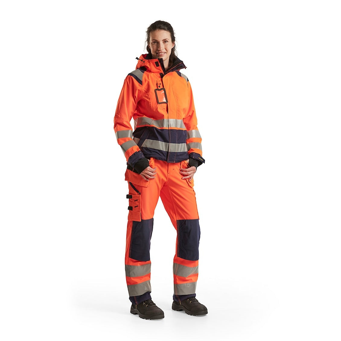 Blaklader Women's Hi-Vis Shell Jacket 4904 #colour_orange-navy-blue