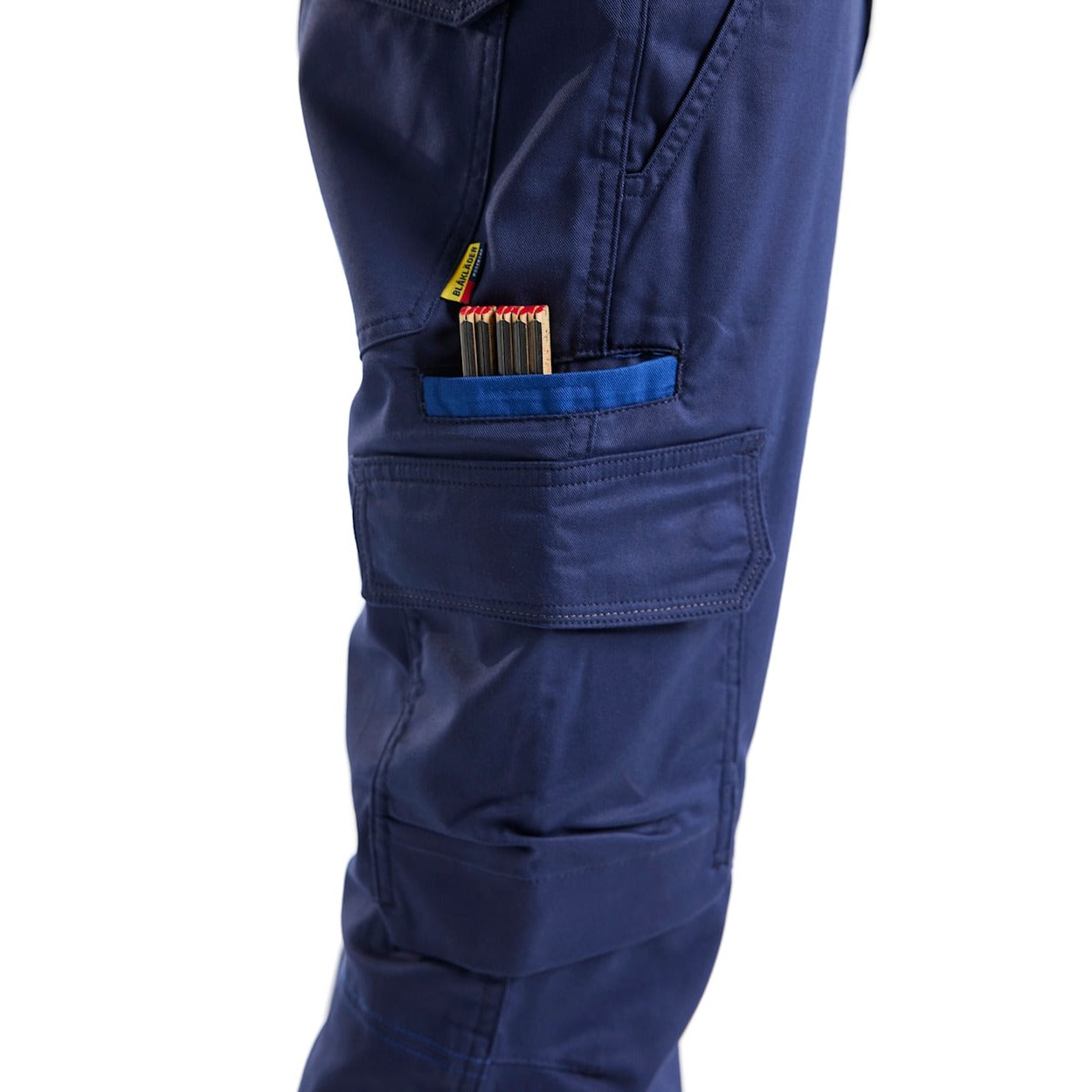 Blaklader Industry Trousers Stretch with Knee Pad Pockets 1448 #colour_navy-blue-cornflower-blue