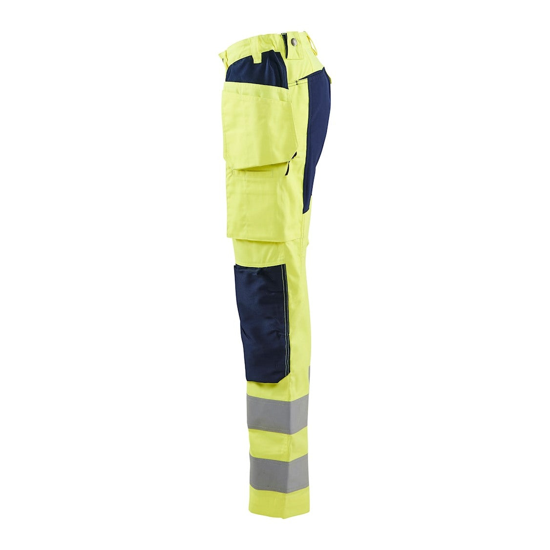Blaklader Women's Hi-Vis Trousers with Stretch 7163 #colour_hi-vis-yellow-navy-blue