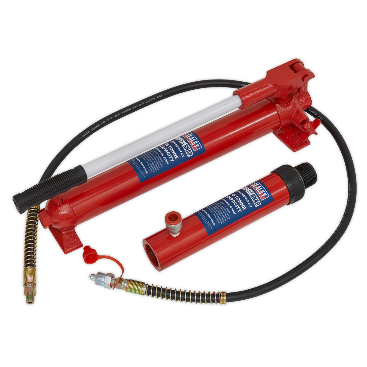 Sealey SuperSnap® Push Ram with Pump & Hose Assembly - 10 Tonne