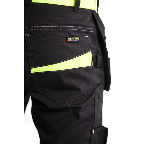 Blaklader Service Shorts with Nailpockets 1494 #colour_black-hi-vis-yellow