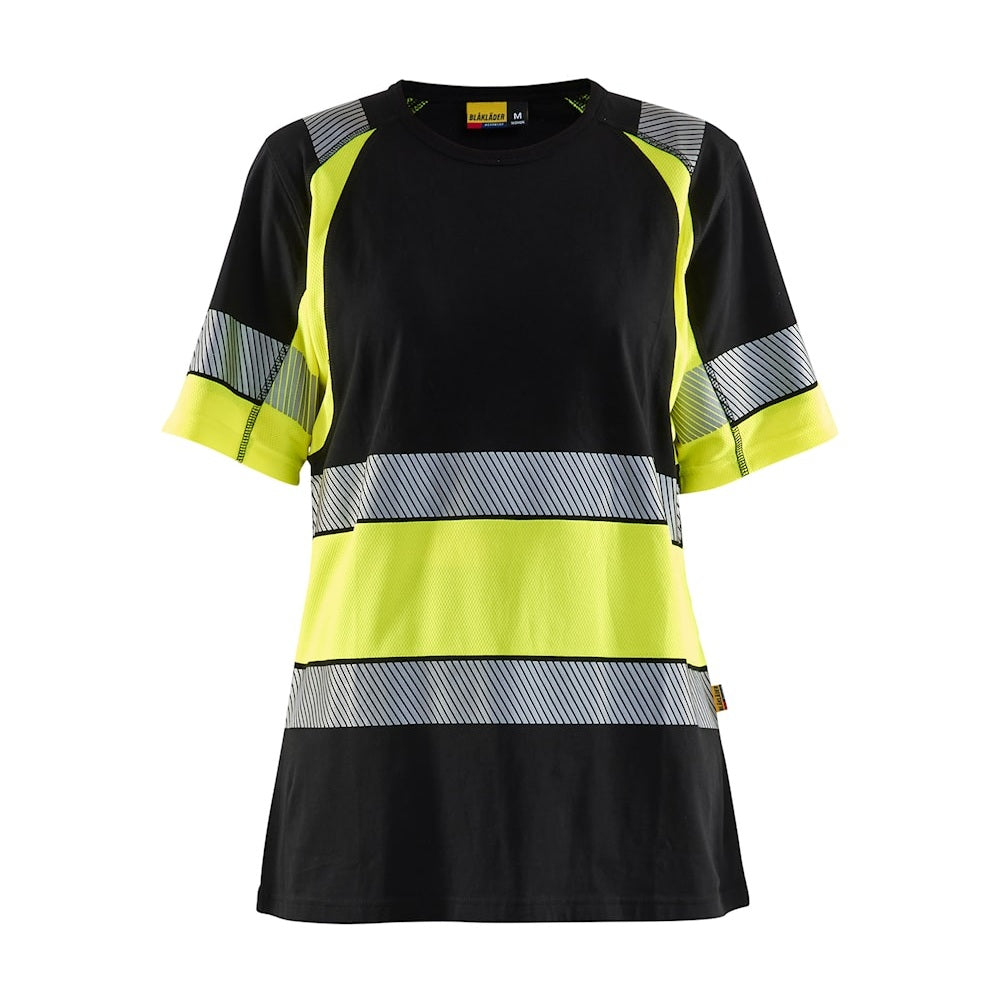 Blaklader Women's Hi-Vis T-Shirt 3410 #colour_black-hi-vis-yellow