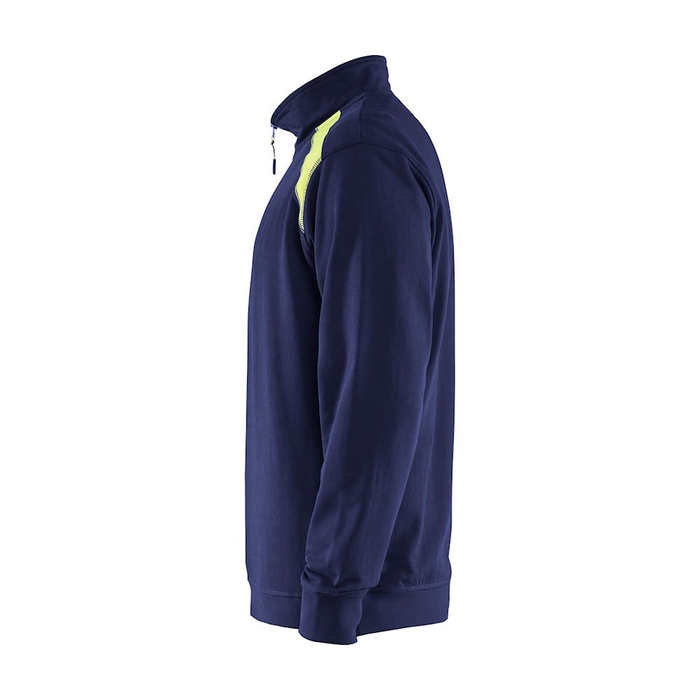 Blaklader Half-Zip 2-Tone Sweatshirt 3353 - Navy Blue/Hi-Vis Yellow