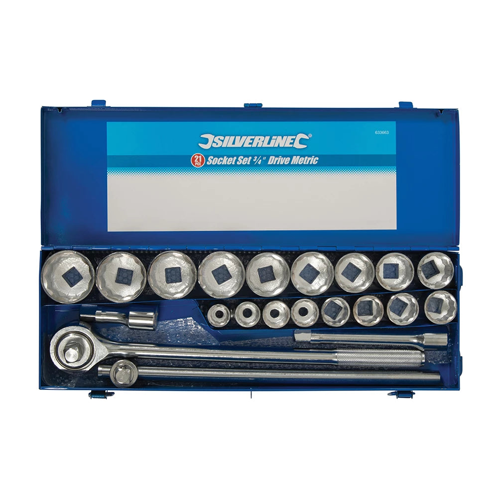 Silverline Socket Set 3/4" Drive Metric 21Pce