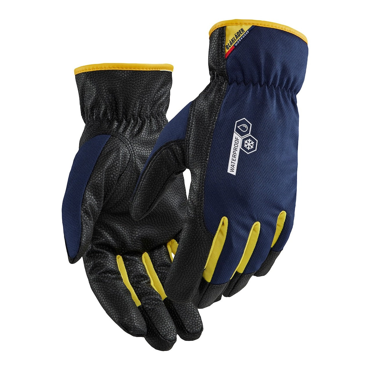 Blaklader Work Gloves Lined WP 2872 #colour_dark-navy-yellow