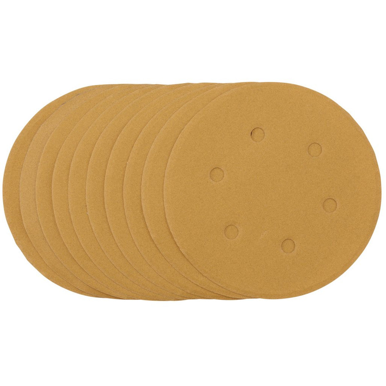 Draper Tools Gold Sanding Discs With Hook & Loop, 150mm, 240 Grit, 6 Dust Extraction Holes (Pack Of 10)