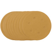 Draper Tools Gold Sanding Discs With Hook & Loop, 150mm, 240 Grit, 6 Dust Extraction Holes (Pack Of 10)