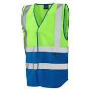 Leo Workwear PILTON Leo EcoViz Reflective Waistcoat - Lime/Royal