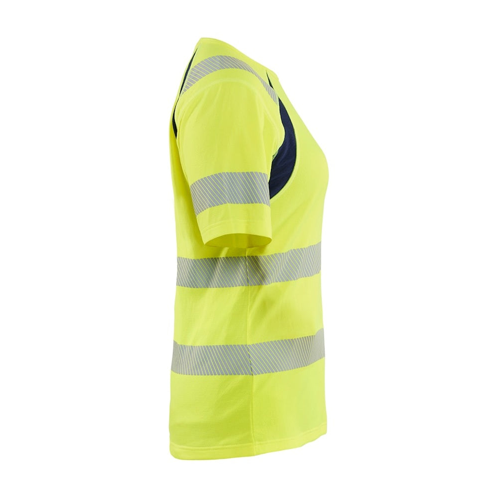 Blaklader T-Shirt Hi-Vis Women 3503 #colour_hi-vis-yellow-navy-blue