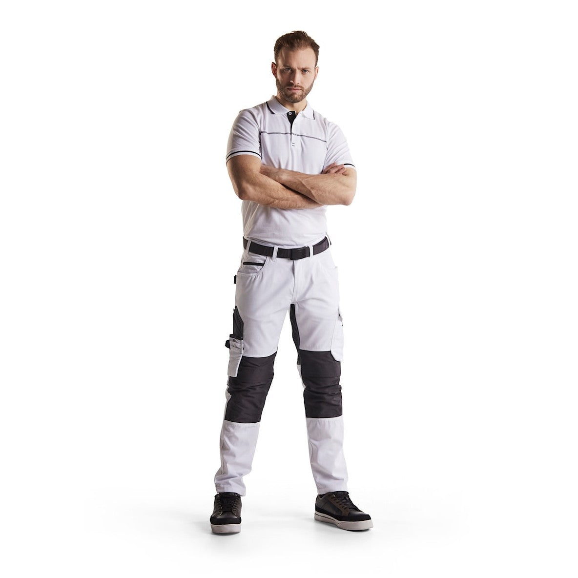 Blaklader Painters Trousers with Stretch 1095 #colour_white-dark-grey