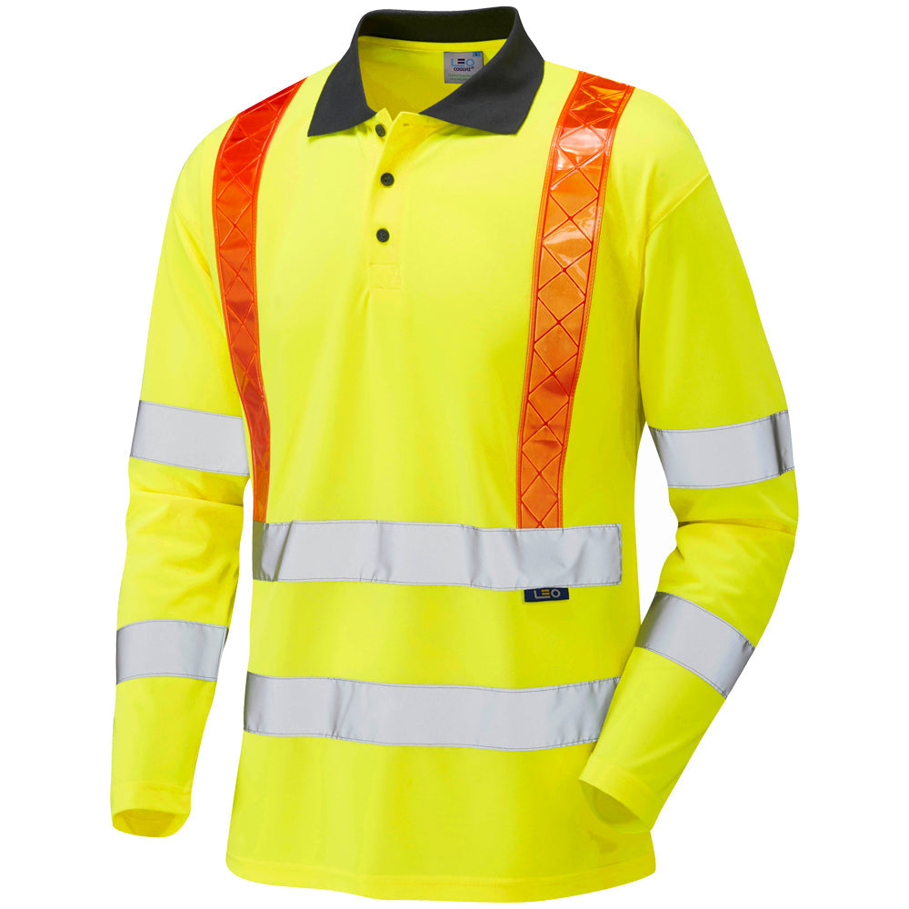Leo Workwear BICKLETON Leo EcoViz Performance Sleeved Polo Shirt with Red