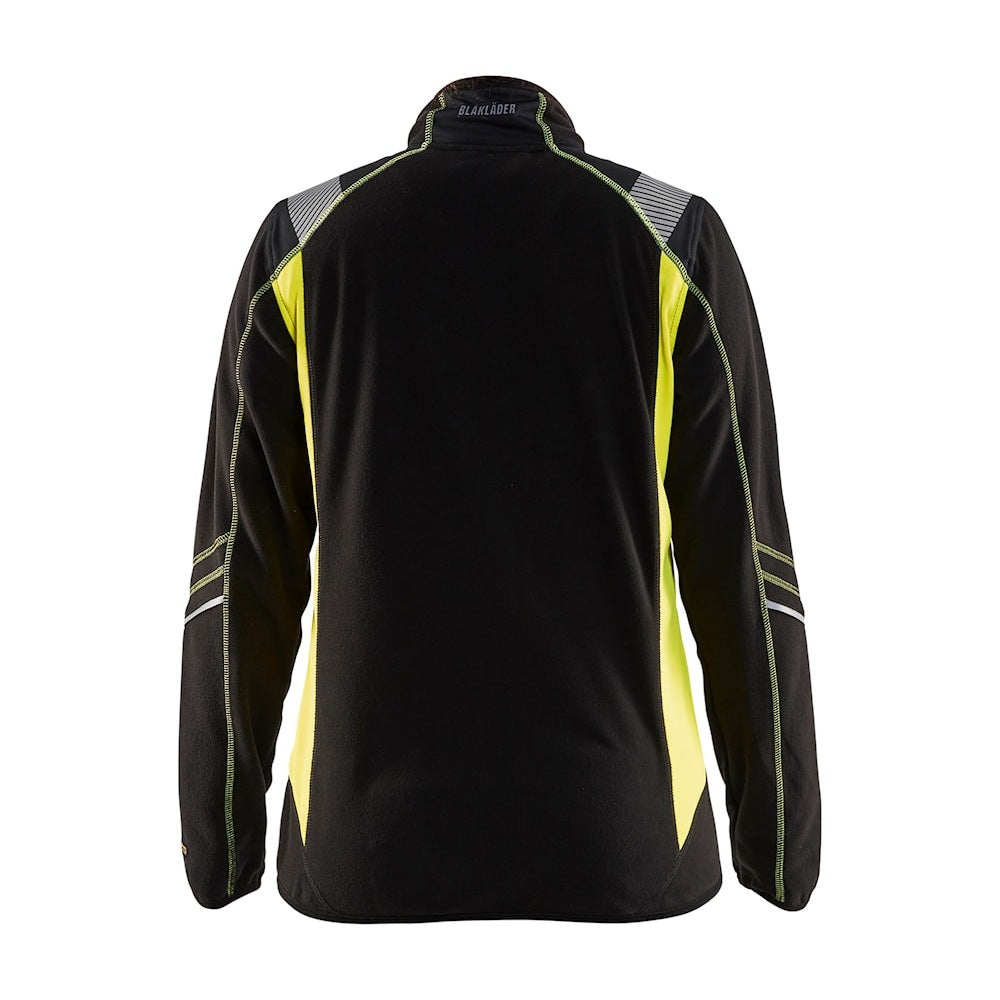 Blaklader Women's Microfleece Jacket 4973 #colour_black-hi-vis-yellow